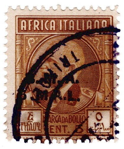 (I.B) BOIC (Tripolitania) Revenue : Duty Stamp 5m on 5c OP