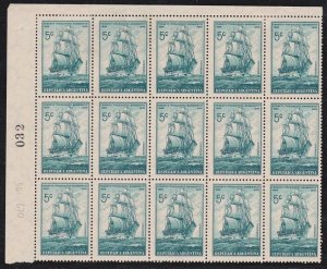 ARGENTINA 1939 Ship 'Presidente Sarmiento' corner block of 15 mint.........A7194