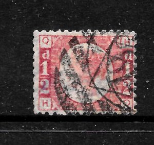 GB QV 1870, ½d BANTAM SG48 / SG49, Plate 4, Letters HQ, Good Used