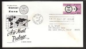 Canal Zone C45 (Smith) Typed FDC