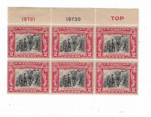US SCOTT# 651 TOP PLATE BLOCK OF 6 MNH