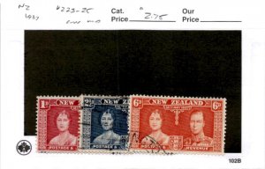 New Zealand, Postage Stamp, #223-225 Used, 1937 Coronation (AC)