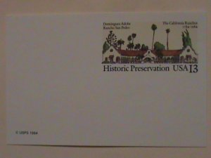 ​UNITED STATES-1984-DOMINGUEZ ADOBE RANCHO SAN PEDRO-CALIFORNIA RANCHOS-MNH PC