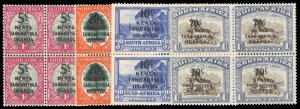 Kenya, Uganda and Tanganyika #86-89 Cat$60, 1941 Surcharges, set in blocks of...