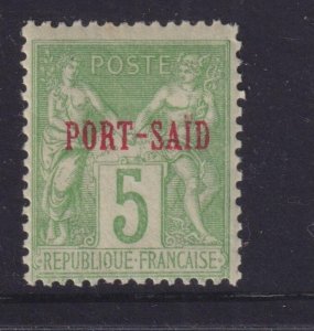 PORT SAID, EGYPT, FRENCH PO.,1899 Tablet 5c. Bright Yellow Green, lhm.