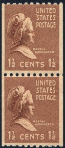 SC#849 1½¢ Martha Washington Coil Pair (1939) MNH