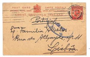 GB KGV DOWNEY Stationery Card 1d PORTUGAL Lisbon WW1 1917 {samwells-covers} N138