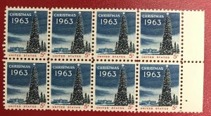 1963 US Scott 1240 MNH block of 8 5 cent Christmas 1963 Lot 1087