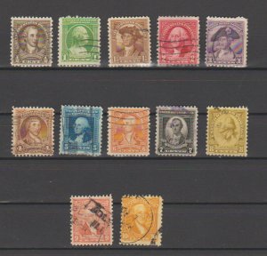 704-715 Set 1932 George Washington Bicentennial Issue Used