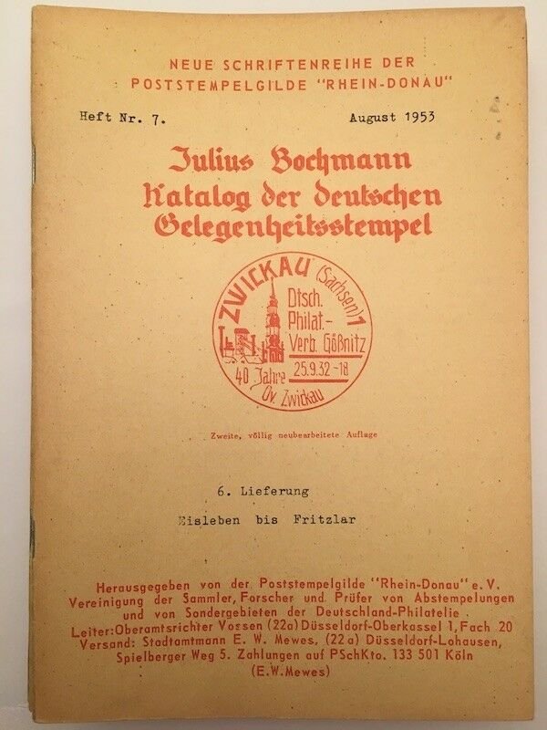 9837] Bochmann, Kataloge der deutschen Gelegenheitsstempel, Heft Nr. 7, gebrauch