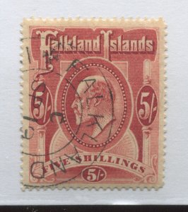 Falkland Islands KEVII 1905 5/ used