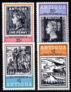 Barbuda 1979 CONCORDE/TRAIN/SHIP/ROWLAND HILL OVPT.BLACK  SET (4) MNH