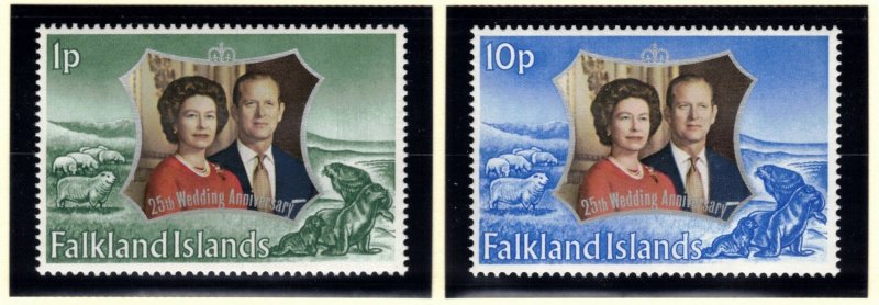 FALKLAND ISLANDS 1972 Silver Wedding; Scott 223-24, SG 289-90; MNH