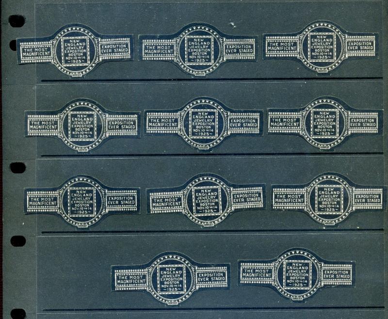 11 VINTAGE 1925 JEWELRY NEW ENGLAND EXPO POSTER STAMPS (L909) BOSTON MASS.