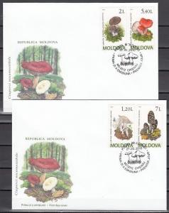 Moldova, Scott cat. 665-668. Mushrooms issue on 2 First day covers. ^