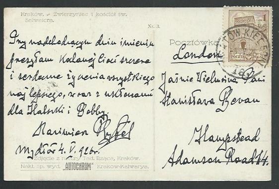 POLAND 1926 postcard Krakow to London......................................64262