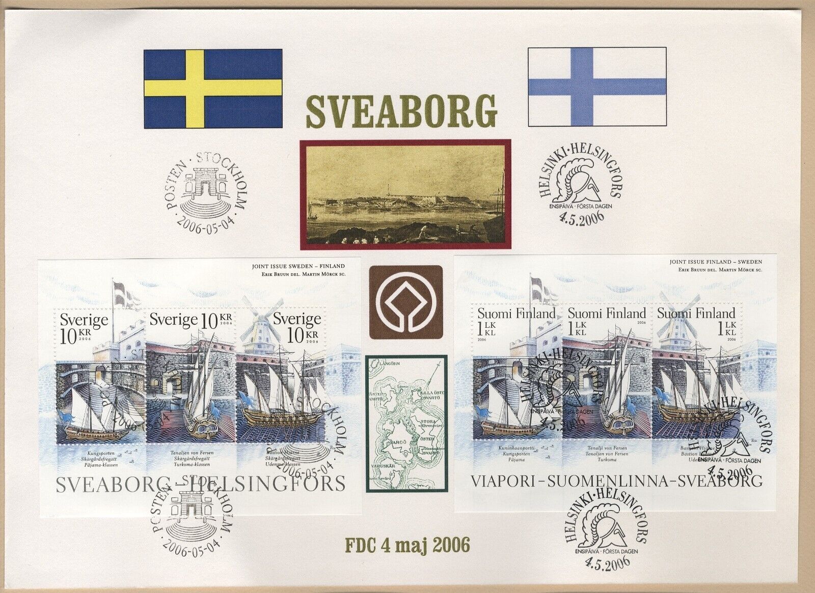 Sweden Finland joint issue Sc#2530 Sveaborg engraved by Martin Morck ...