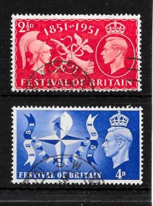 GB KGVI, 1951 SG513-514, 2½d-4d Festival of Britain Set (2) Fine Used