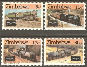 ZIMBABWE Sc# 487 - 490 MNH FVF Set-4 Trains Railroad Loconotive