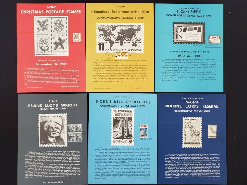 1964,65,66 Vintage USPS Bulletin Board Poster Folded w/ FDI Cancel Lot of 10 (3)