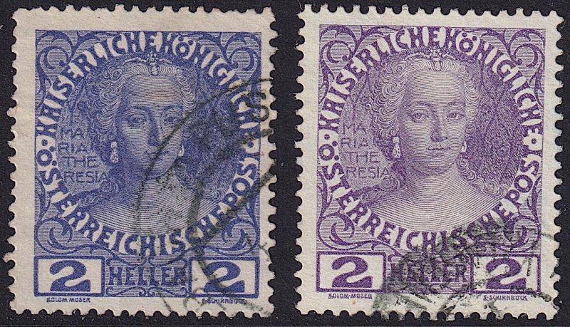 Austria - 1908 - Scott #111,111a - used - both paper types