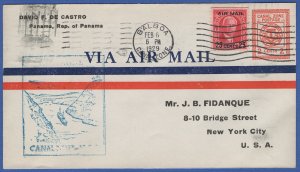 CANAL ZONE UC2a 2c Airmail Stationery First Flight cover 6 Feb 1929, Scott $190