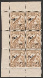 NEW GUINEA 1932 Undated Bird Airmail 6d block. MNH **.