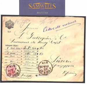 MS2166 1901 AUSTRIA INSURED *500Frs* 'Lettre de valeurs' Stationery Env Lucerne