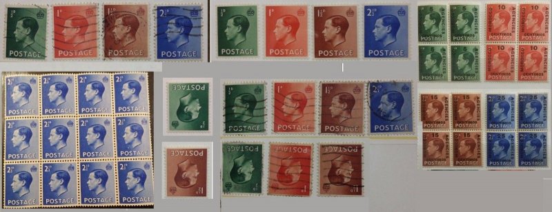 GB KE VIII 1936 Definitive MNH Used Inv Watermark Blocks Morocco Agencies +