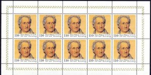 Germany 1999 Johann Wolfgang Goethe Poet Mi. 2073 Sheet MNH