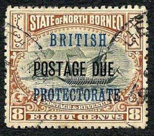 North Borneo SGD43a 8c No Spot after PROTECTORATE used Cat 28 Pounds