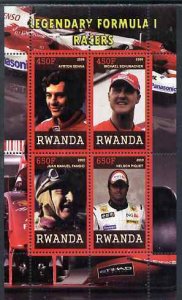 RWANDA - 2009 - Legendary Formula 1 Drivers - Perf 4v Sheet - MNH -Private Issue