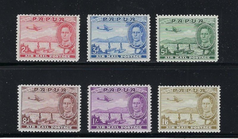 PAPUA SCOTT #C10-C15 1939-41 AIR MAILS- MINT LIGHT HINGED