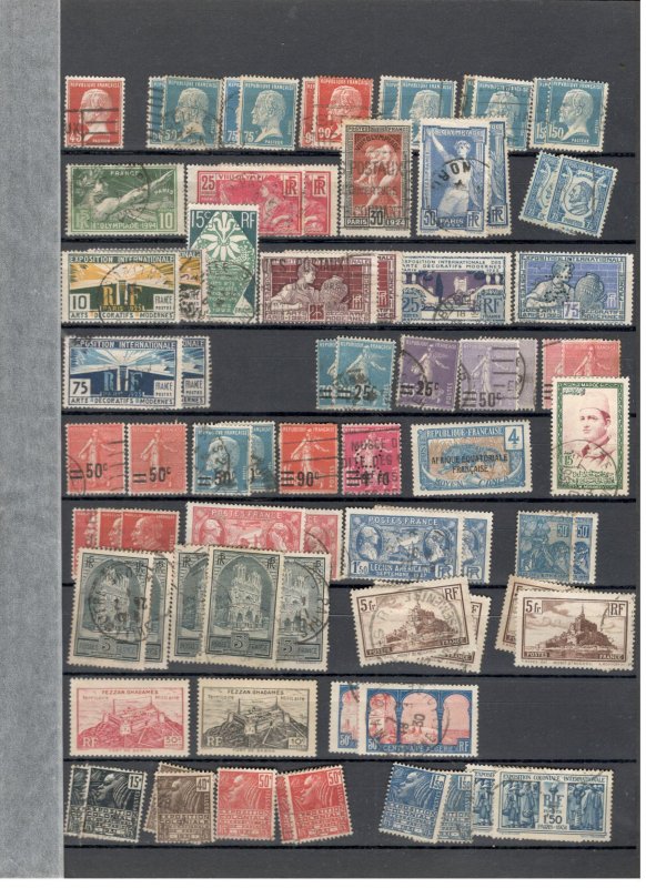 FRANCE COLLECTION ON STOCK SHEET MINT/USED