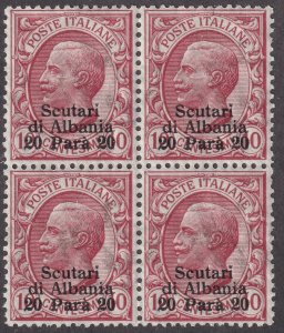 Sc# 2 Italian Scutari 1909 - 1911 surcharge 20pa on 10c block of 4 MNH CV $4.00