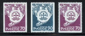 Sweden 787-89 MNH, World Council of Churches Set from 1968.