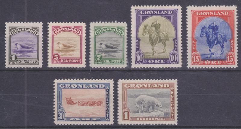 Greenland Sc 10-16 MLH. 1945 definitives cplt F-VF