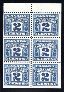 van Dam FX36a, 2c blue, MLH, Two Leaf Booklet Pane of 6, Canada Federal Excise