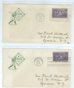 US 855 1939 3c Baseball Centennial Singles On Two Addressed FDCs, Both With Matching House Of Farnum Cachets, But Two Different