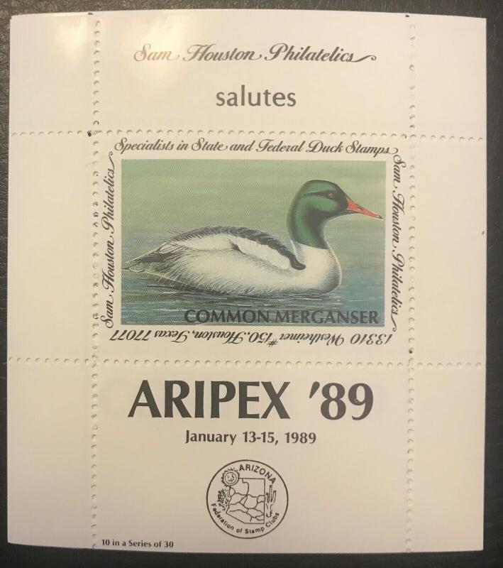 Sam Houston Philatelics salutes ARIPEX '89 January 13-15, 1989 MNH