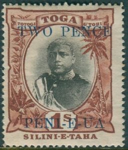 Tonga 1923 SG67 2d on 1s black and red-brown King George II MLH