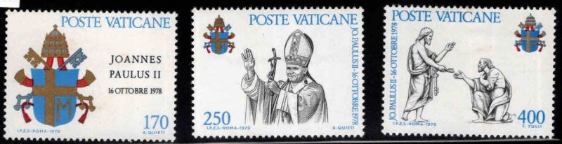 VATICAN Scott 645 647 MNH** 1978 Pope John Paul 2nd set