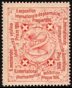 Scarce 1896 Czechoslovakia Poster Stamp International Pharmacy Exhibition (Red)