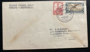 1929 Tapachula Chiapas Mexico First Flight Airmail Cover To Guatemala