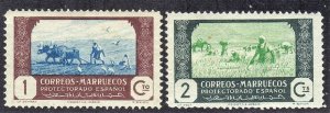 SPANISH MOROCCO SCOTT# 236-37 MH 1c,2c 1944