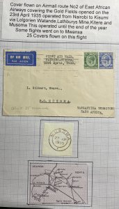 1935 Nairobi Kenya First Flight Airmail Cover FFC To Musoma Tanganyika