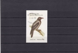 SA23g Scotland, Eynhallow 1973 Bird, used Cinderella minisheet imperf