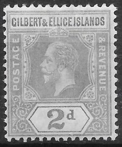 GILBERT & ELLICE IS. SG14 1916 2d GREYISH SLATE MTD MINT