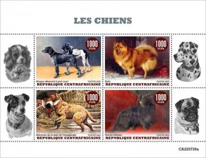 Central Africa - 2022 Dog Breeds, Retriever, Terrier - 4 Stamp Sheet - CA220739a