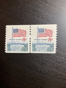 US SC# 1338g Flag Coil Pair MNH